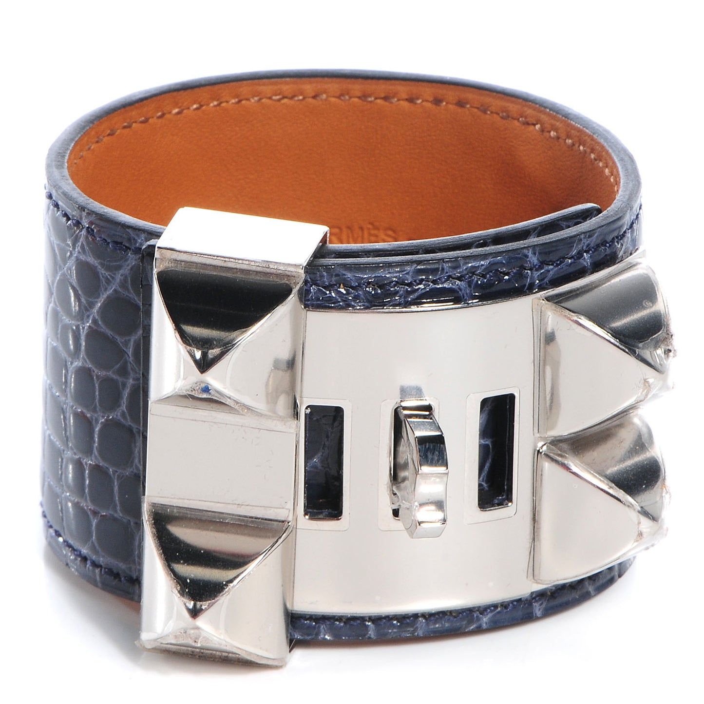 Shiny Alligator Collier De Chien CDC Bracelet Small Bleu Abysse