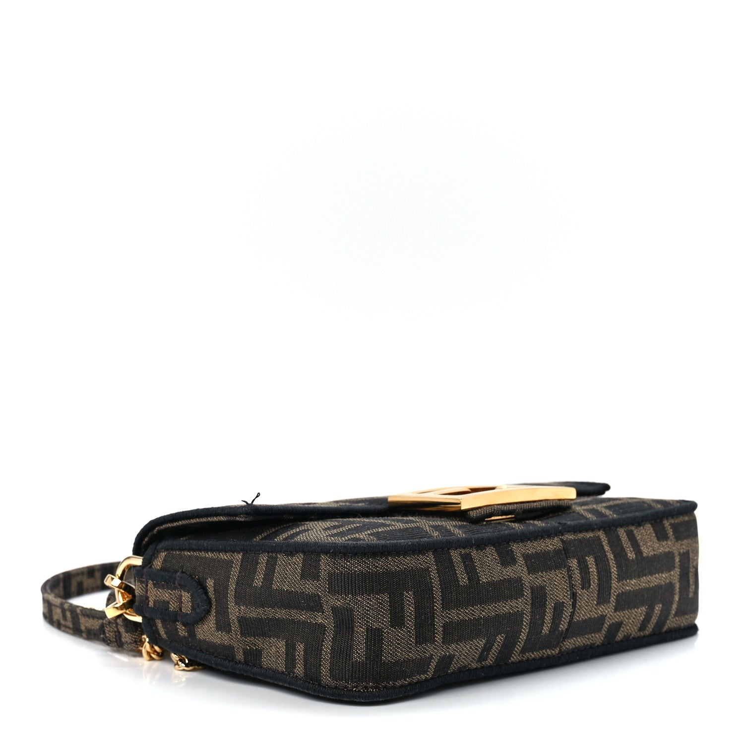 Fendi Fabric Jacquard FF 1974 Mini Baguette Tobacco Moro Black 4 of 12