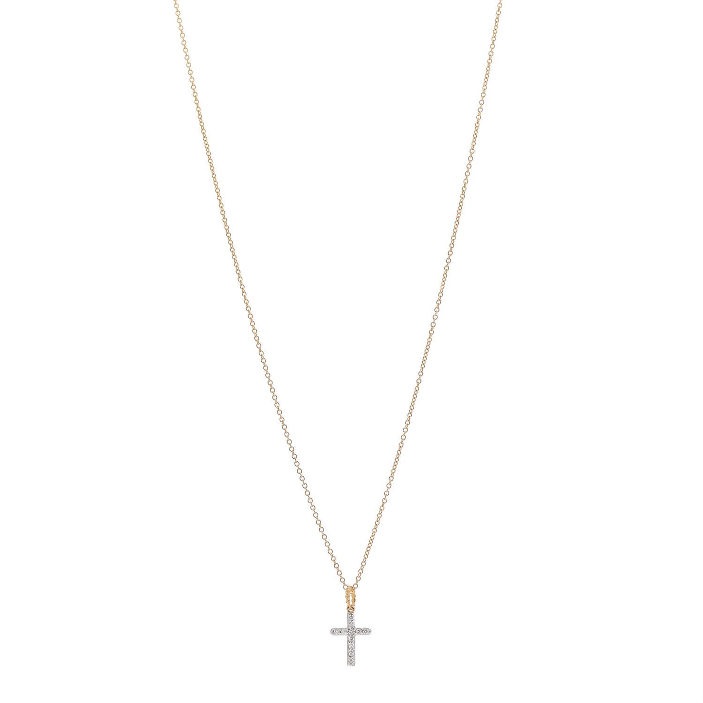 18K Yellow Gold Diamond Cable Collectibles Cross Necklace