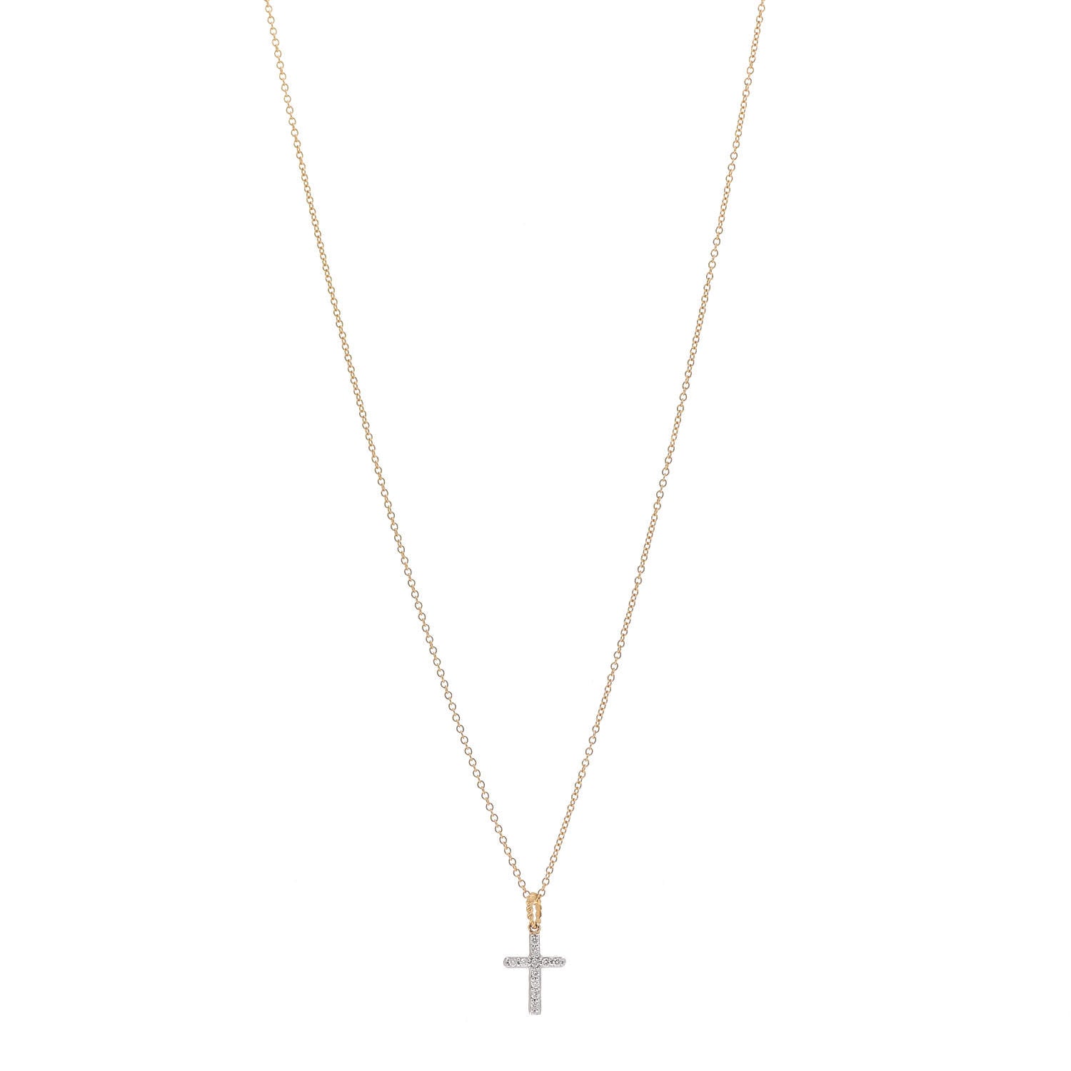 David Yurman 18K Yellow Gold Diamond Cable Collectibles Cross Necklace 1 of 6