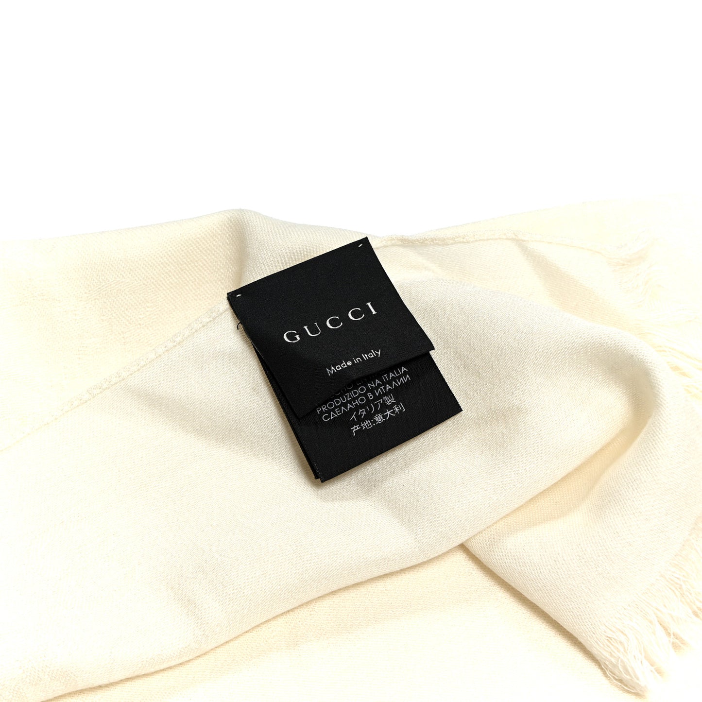 Wool Silk GG Monogram GGNat Fringe Scarf White