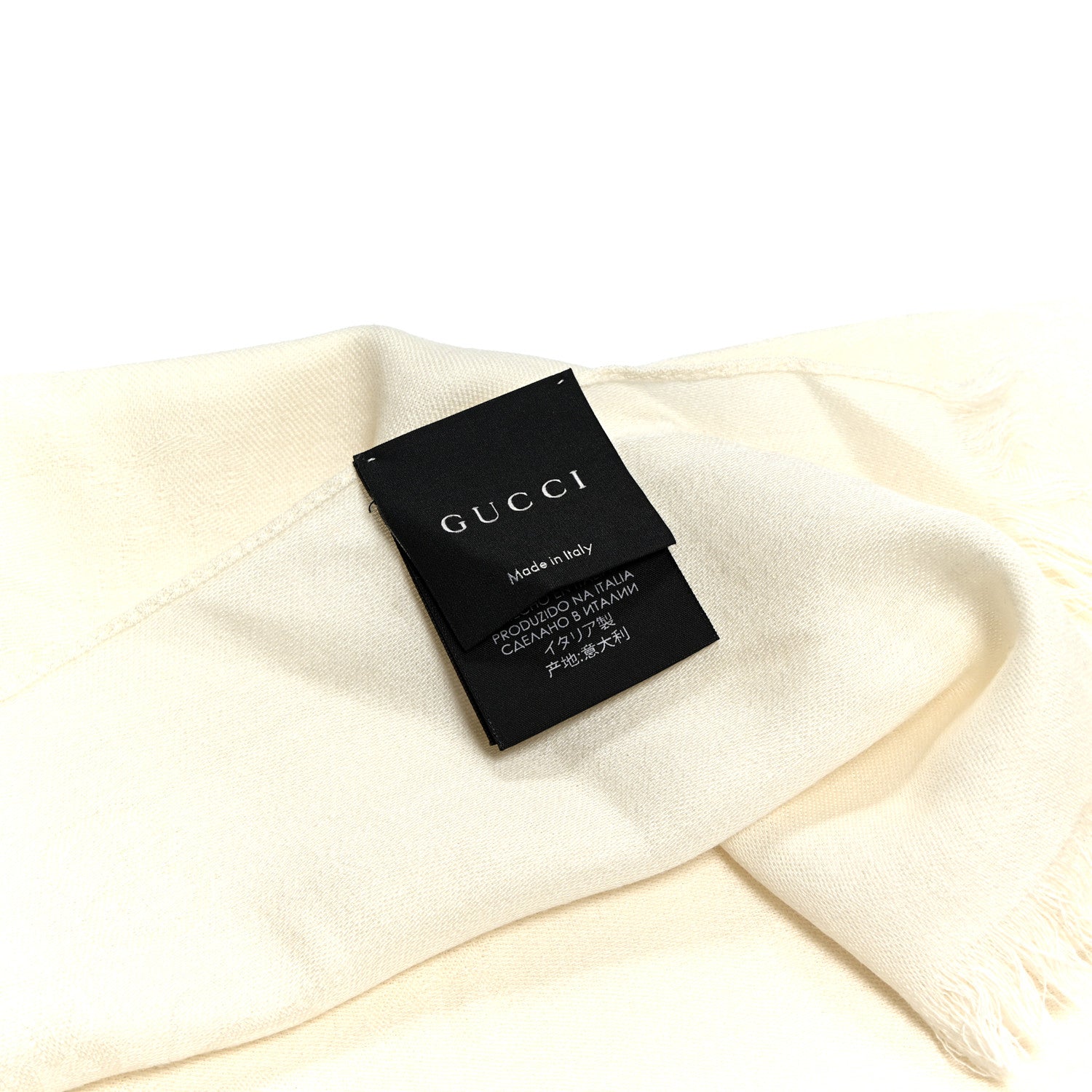 Gucci Wool Silk GG Monogram GGNat Fringe Scarf White 5 of 8