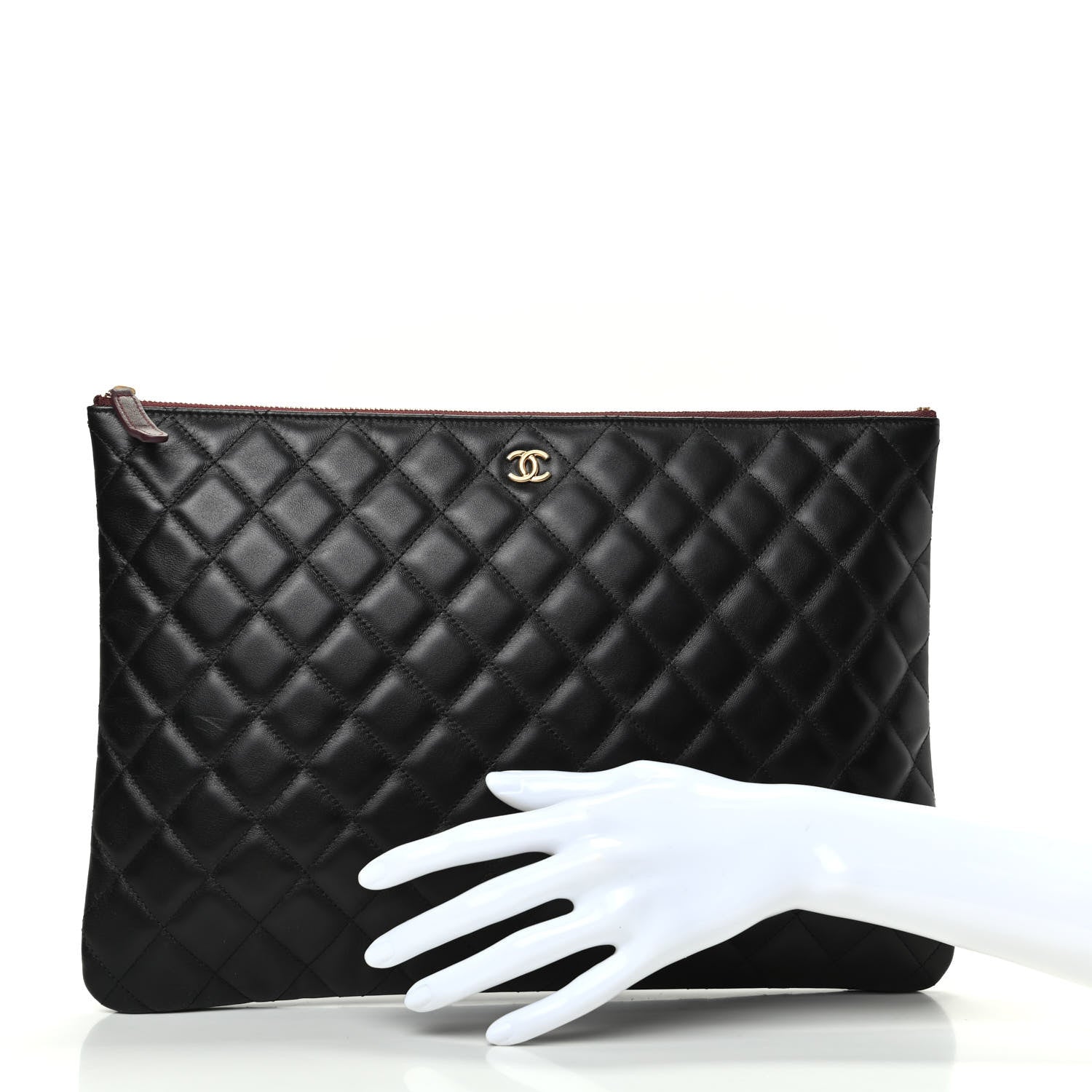 Chanel Lambskin Quilted Large Cosmetic Case Black 2 of 7