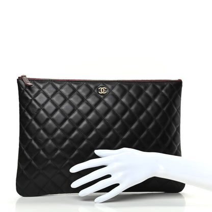 Chanel Lambskin Quilted Large Cosmetic Case Black 2 of 7