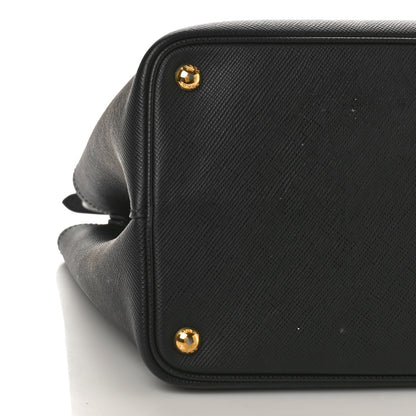 Prada Saffiano Cuir Large Double Bag Black Mughetto 7 of 8