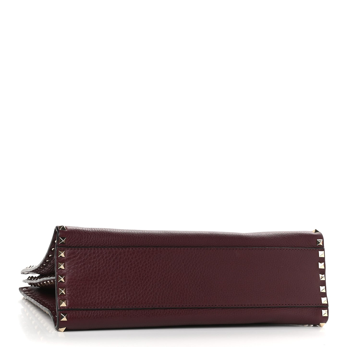 Grained Calfskin Medium Rockstud Double Handle Horizontal Tote Rubin