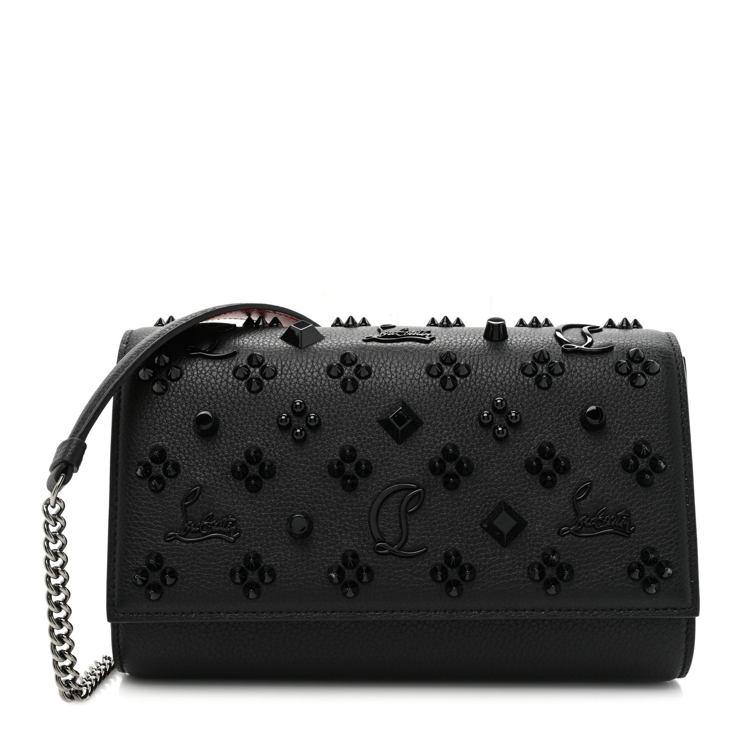 Christian Louboutin Calfskin Spikes Loubinthesky Paloma Clutch Black 1 of 12