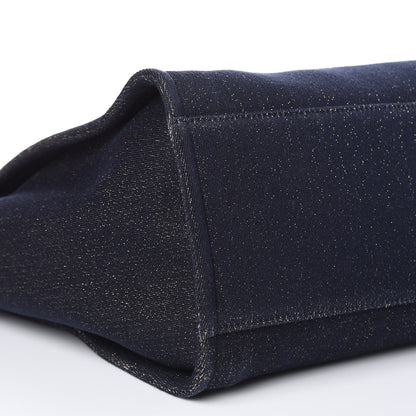 Chanel Lurex Canvas Medium Deauville Tote Navy Blue Gold 8 of 10