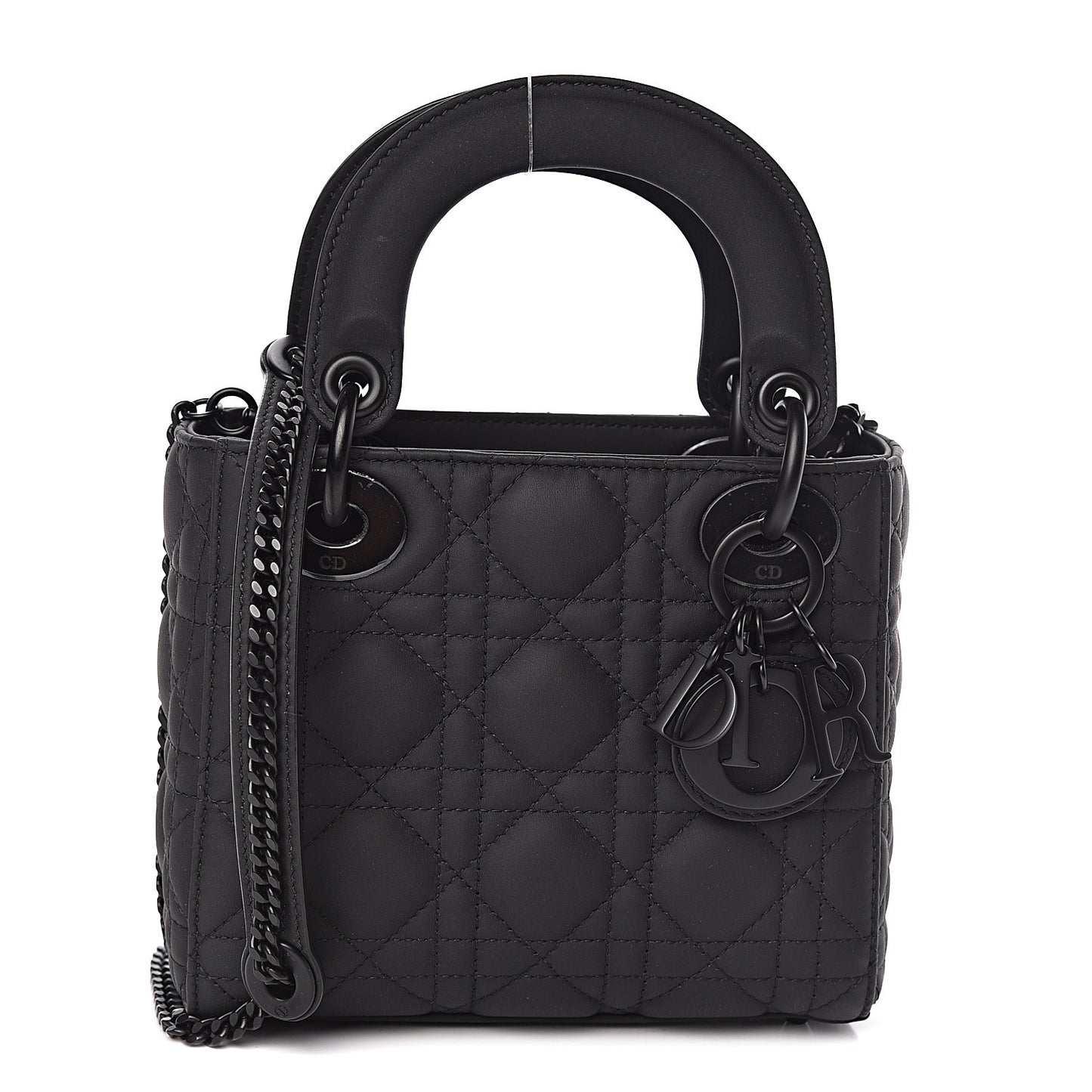 Ultra Matte Calfskin Cannage Mini Lady Dior Black