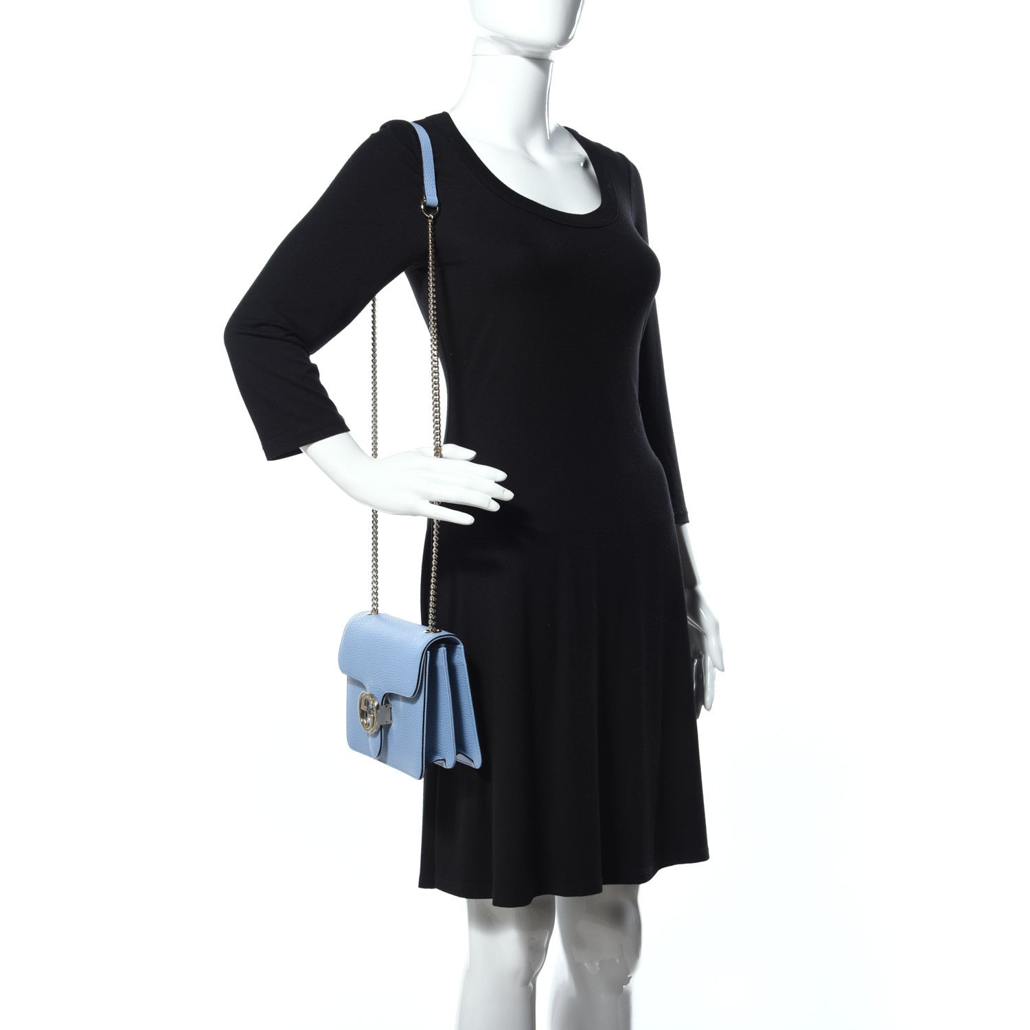 Gucci Dollar Calfskin Small Interlocking G Shoulder Bag Mineral Blue 2 of 17