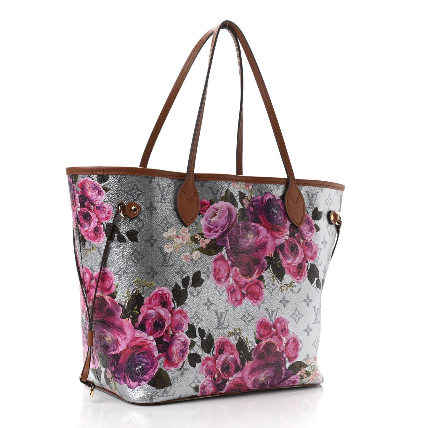 Metallic Monogram LV Garden Neverfull MM Silver