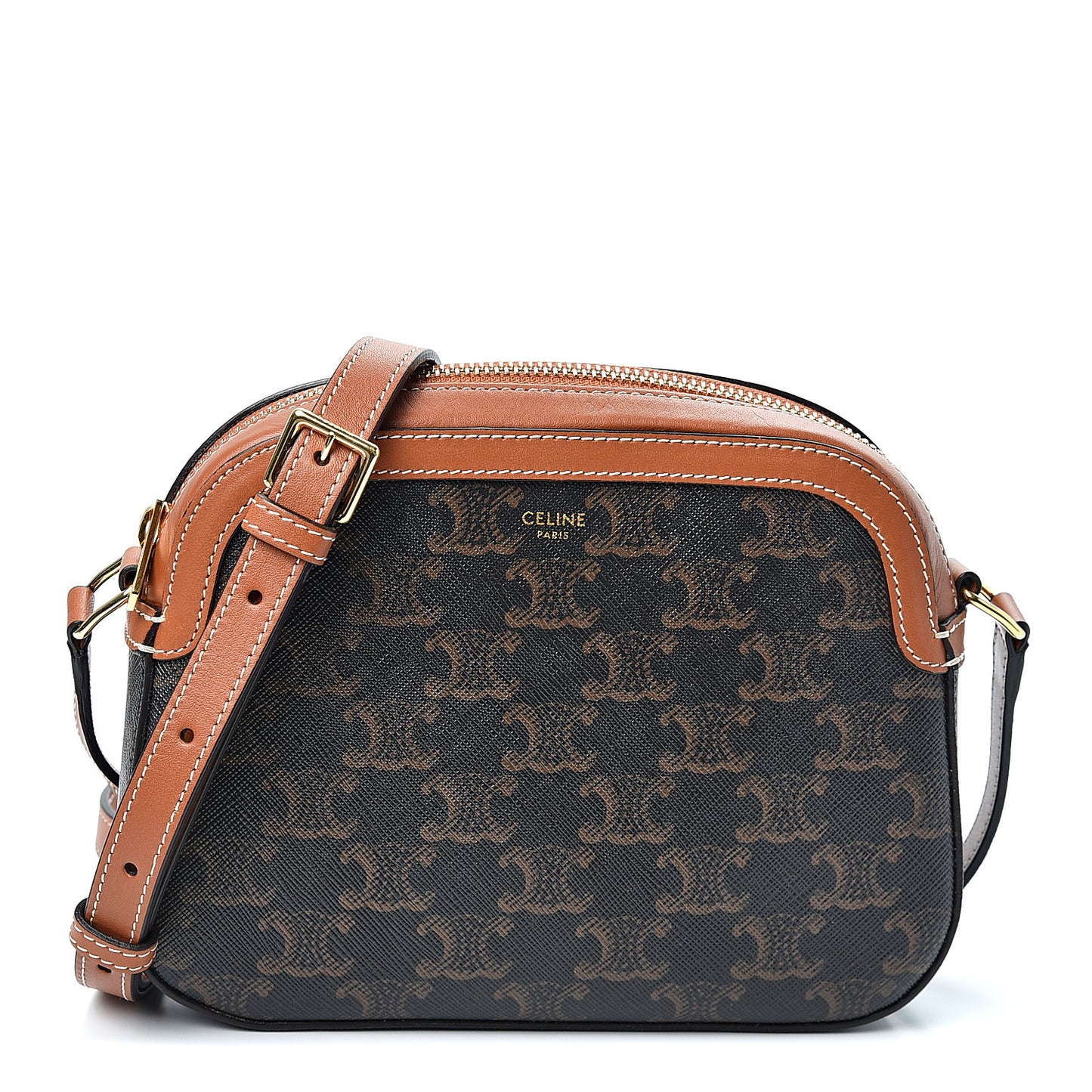 Triomphe Canvas Small Camera Bag Tan