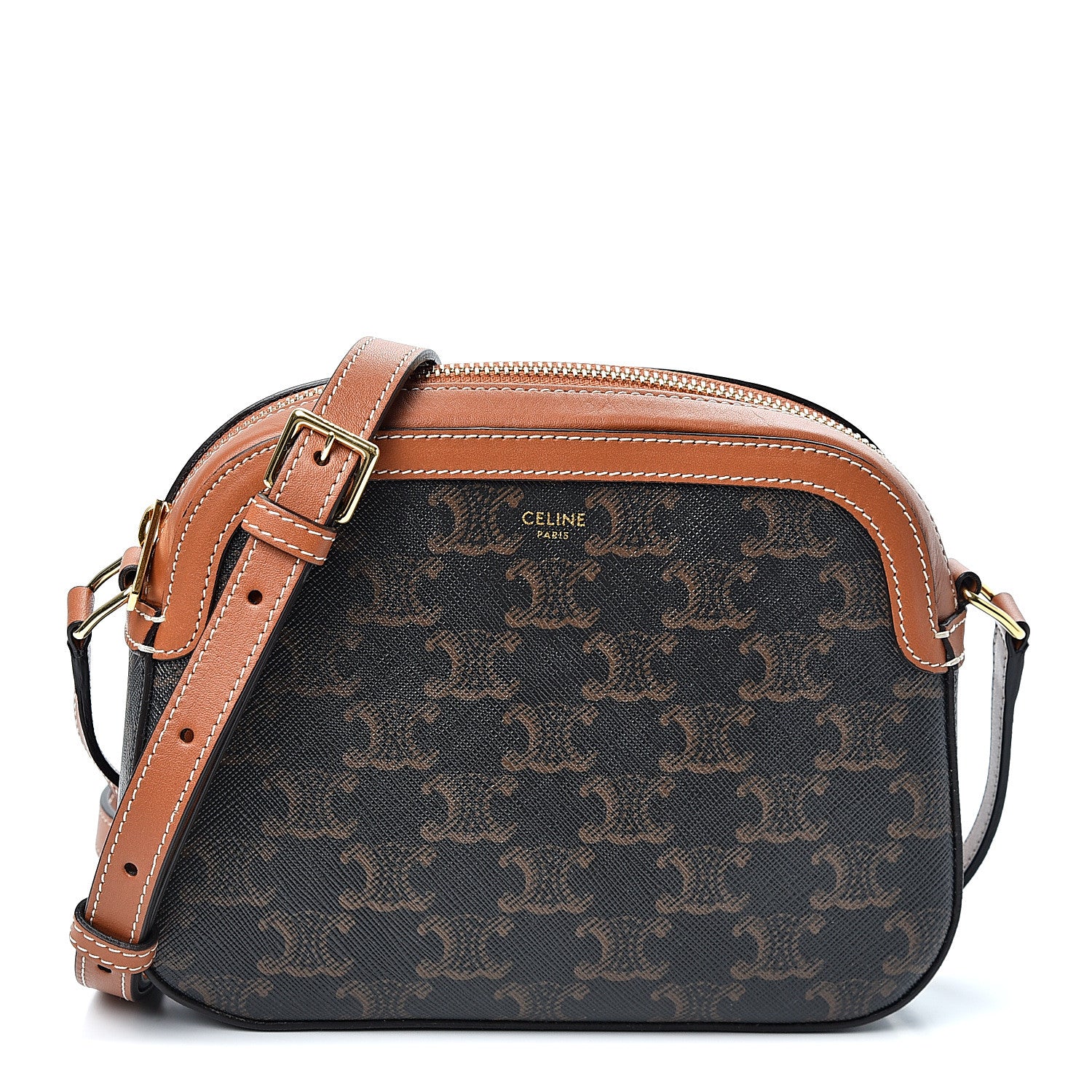 Celine Triomphe Canvas Small Camera Bag Tan 1 of 9