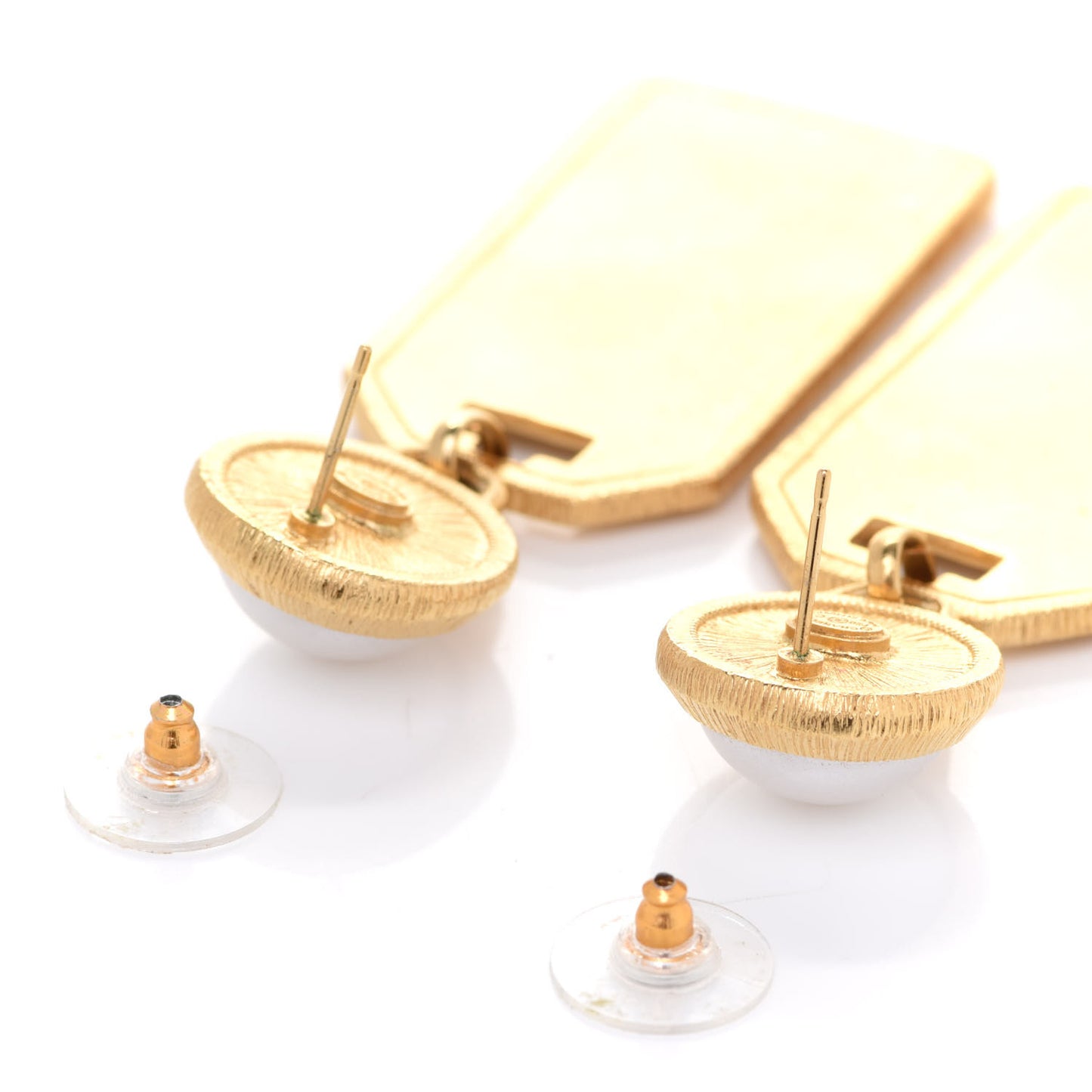 Pearl CC Tags Drop Earrings Gold
