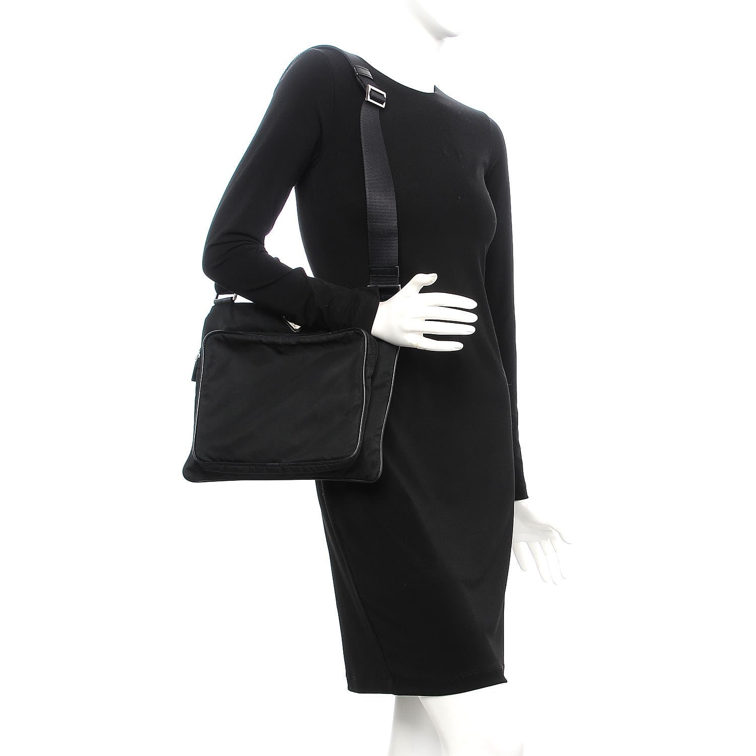 Prada Tessuto Nylon Flat Messenger Bag Black 2 of 10
