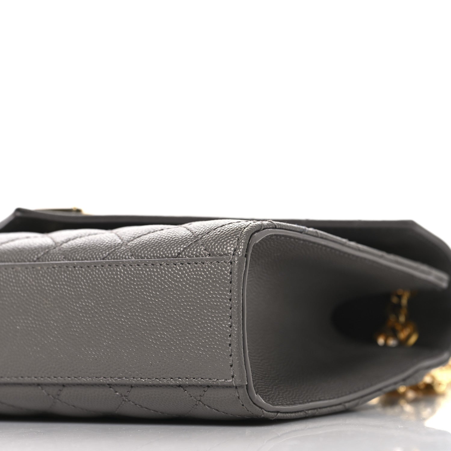 Saint Laurent Grain De Poudre Textured Mixed Matelasse Medium Triquilt Monogram Satchel Fog 9 of 10