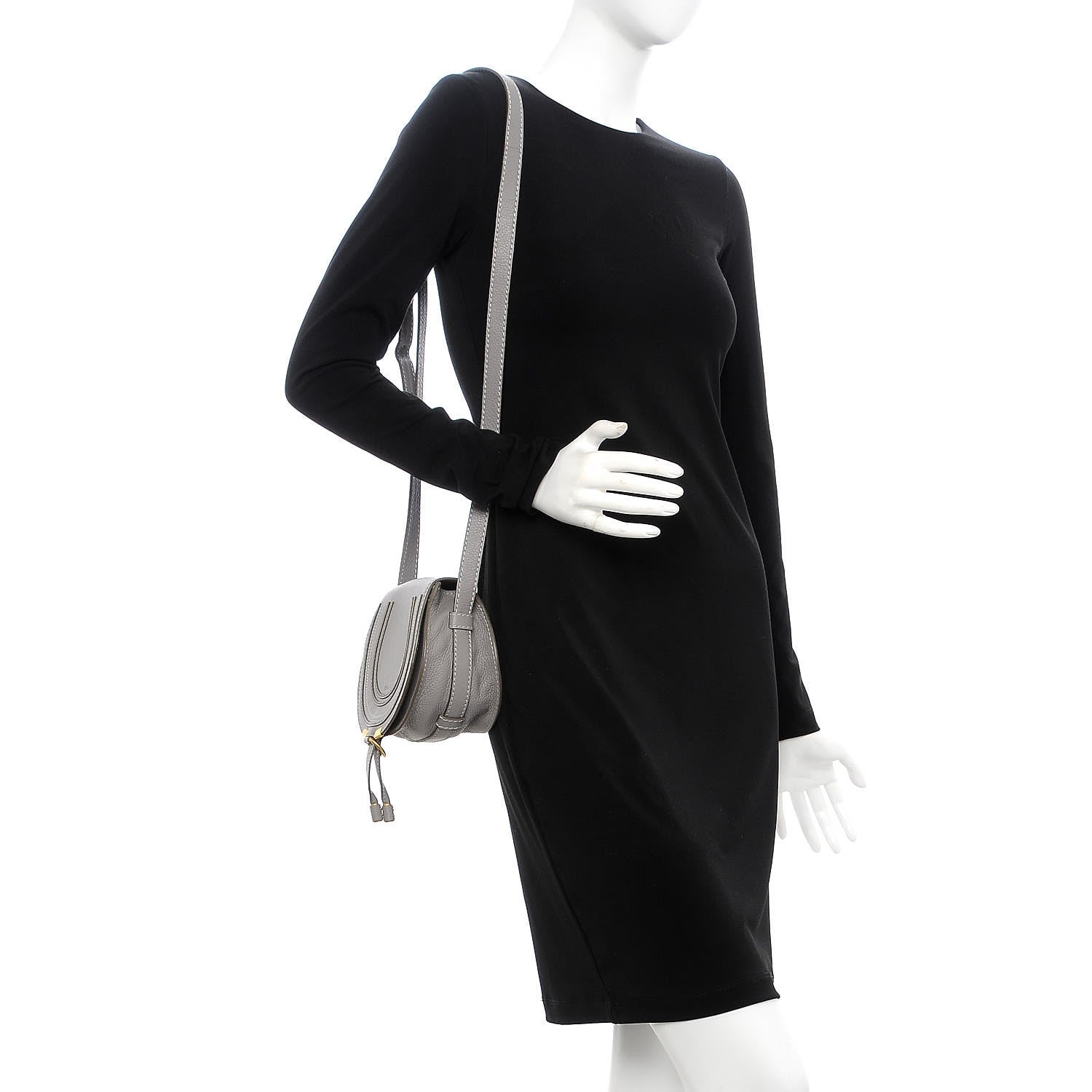 Chloe Calfskin Mini Marcie Round Crossbody Bag Cashmere Grey 2 of 10