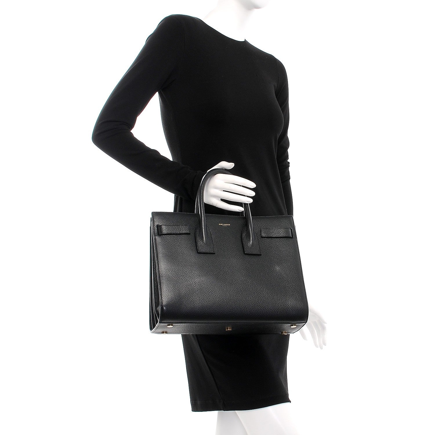 Saint Laurent Grained Calfskin Small Sac De Jour Black 3 of 12