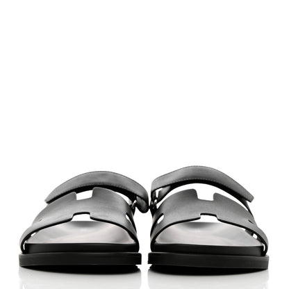 Hermes Calfskin Mens Chypre Sandals 44 Black 2 of 9
