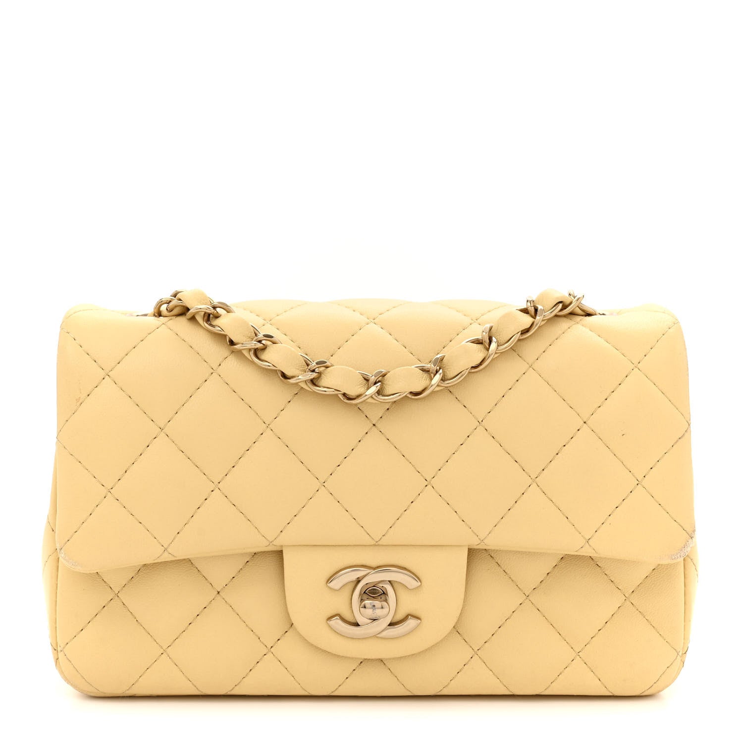 Chanel Lambskin Quilted Mini Rectangular Flap Light Yellow 1 of 13
