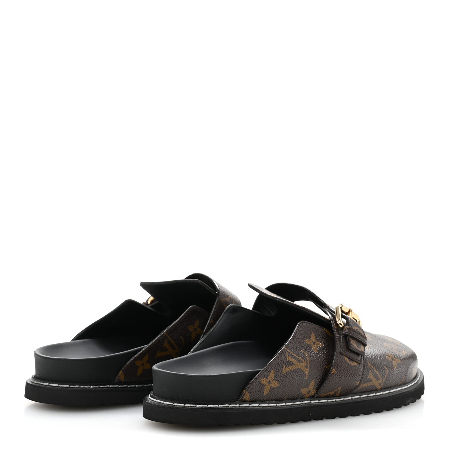 Louis Vuitton Patent Monogram Womens Cosy Flat Comfort Clog Mules 40 Brown 5 of 10