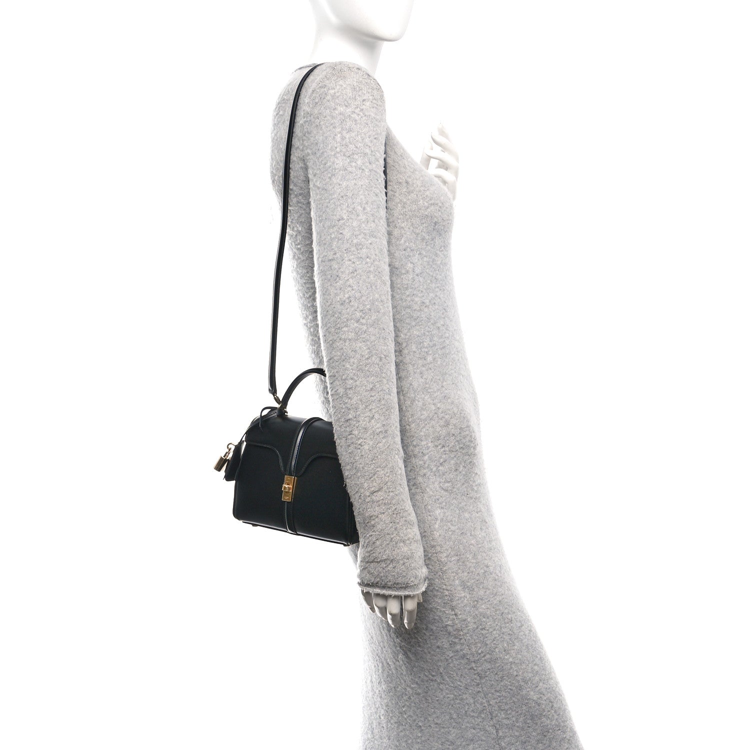 Celine Satinated Calfskin Mini 16 Top Handle Bag Black 2 of 12