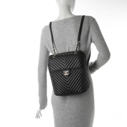 Chanel Calfskin Chevron Quilted Large Urban Spirit Backpack Black 2 of 7