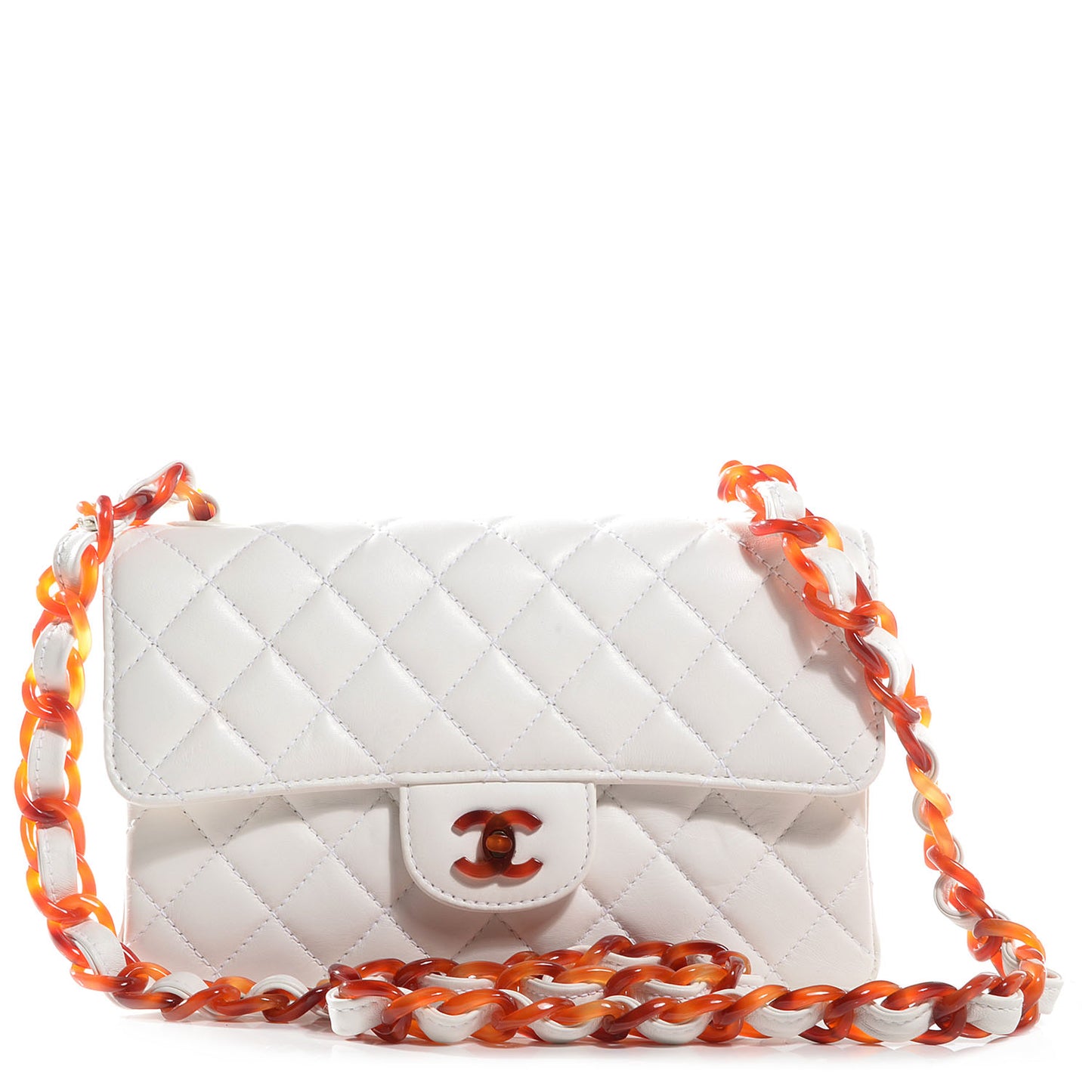 Lambskin Bekko Resin Small Single Flap White