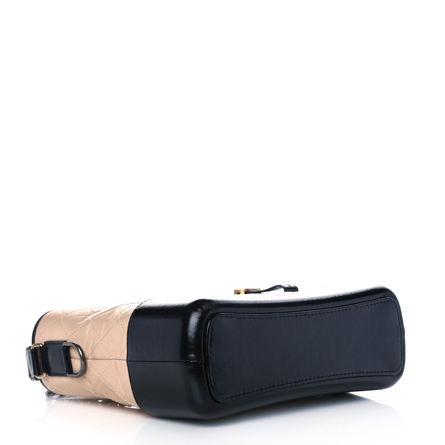 Aged Calfskin Quilted Medium Gabrielle Hobo Beige Black