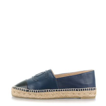 Chanel Lambskin CC Espadrilles 38 Navy Black 1 of 9
