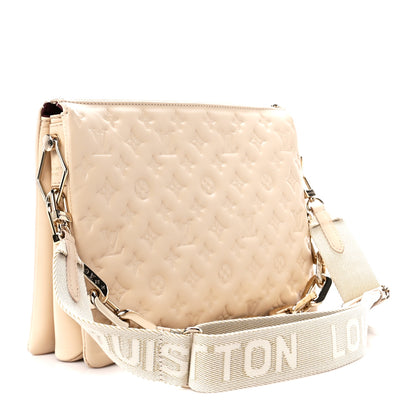 Louis Vuitton Lambskin Embossed Monogram Coussin MM Beige 3 of 15
