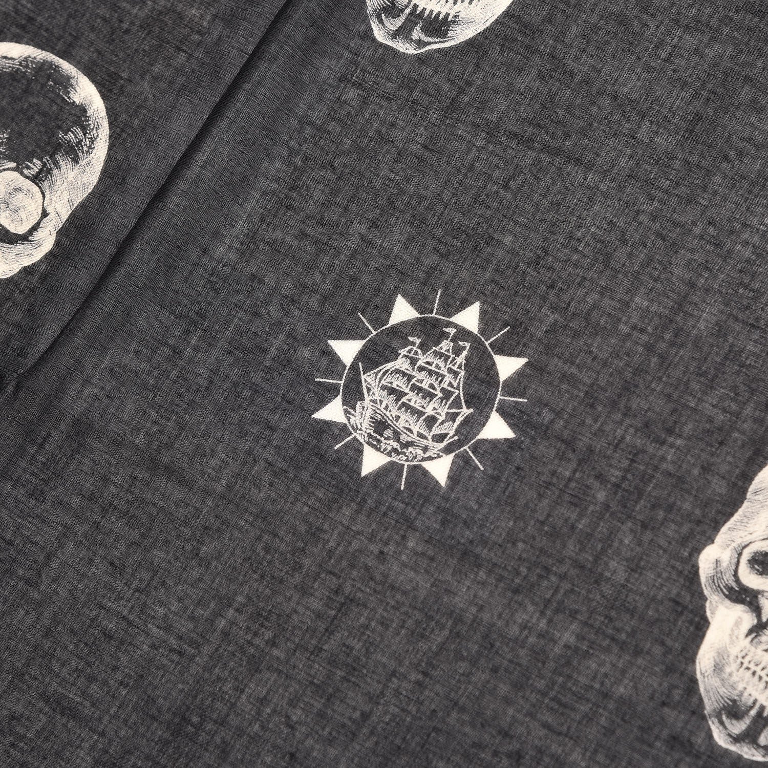 Alexander McQueen Silk Chiffon Skull Tattoo Scarf Black Ivory 6 of 8