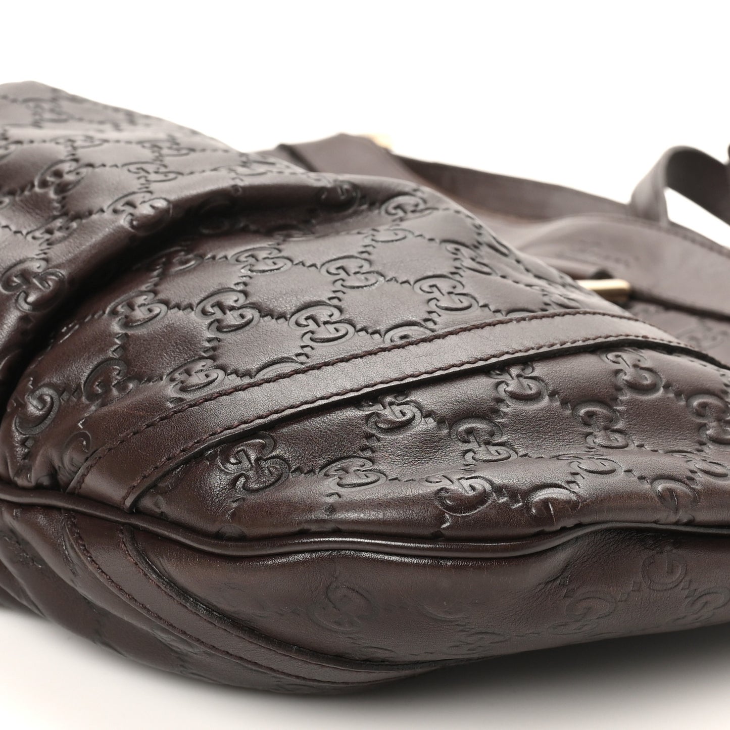 Guccissima Large D Ring Messenger Dark Brown