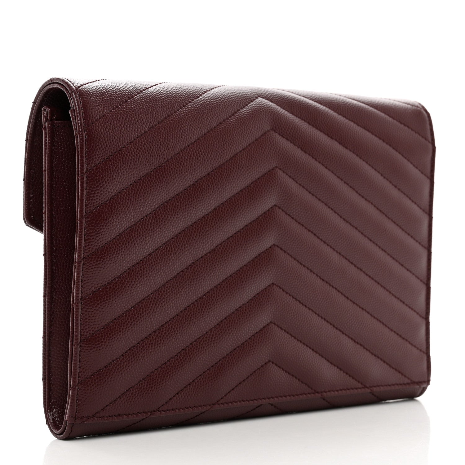Saint Laurent Grain De Poudre Matelasse Chevron Monogram Envelope Clutch Rouge Legion 3 of 8