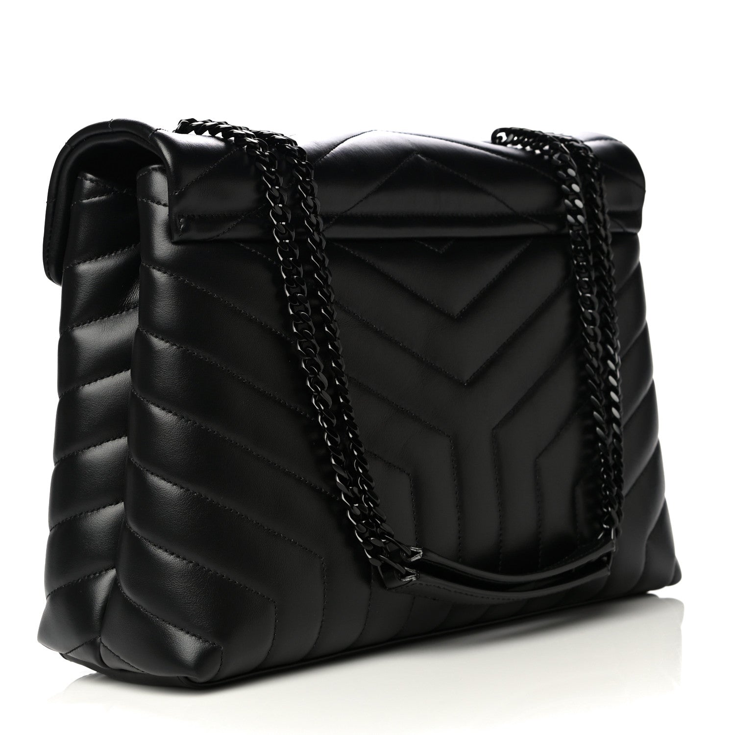 Saint Laurent Calfskin Y Quilted Monogram Medium Loulou Chain Satchel Black 3 of 13