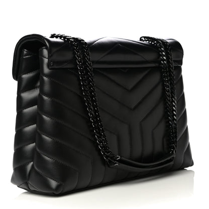 Saint Laurent Calfskin Y Quilted Monogram Medium Loulou Chain Satchel Black 3 of 13