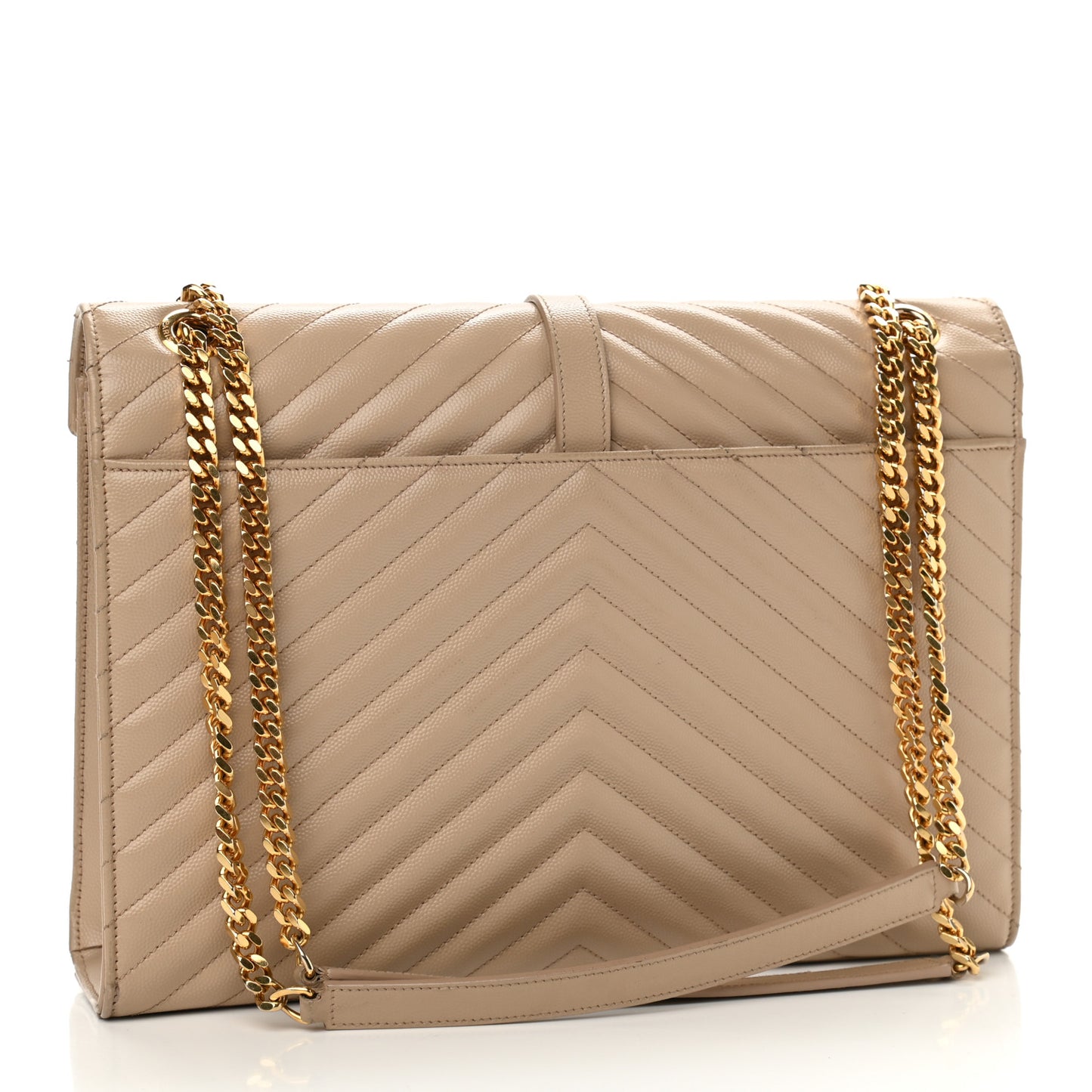 Grain De Poudre Matelasse Chevron Large Monogram Satchel Dark Beige