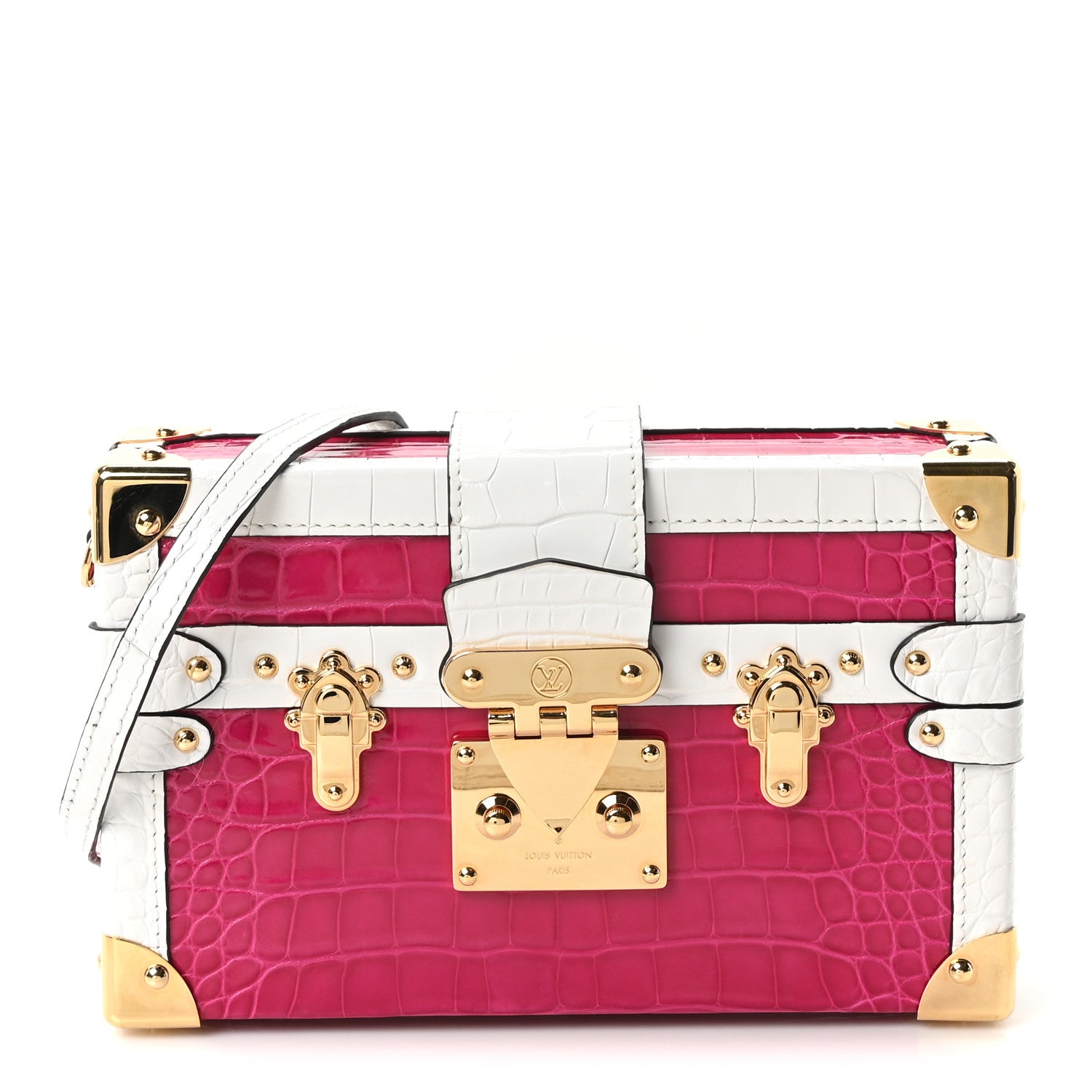 Louis Vuitton Alligator Petite Malle Pink White 1 of 9
