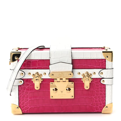 Louis Vuitton Alligator Petite Malle Pink White 1 of 9