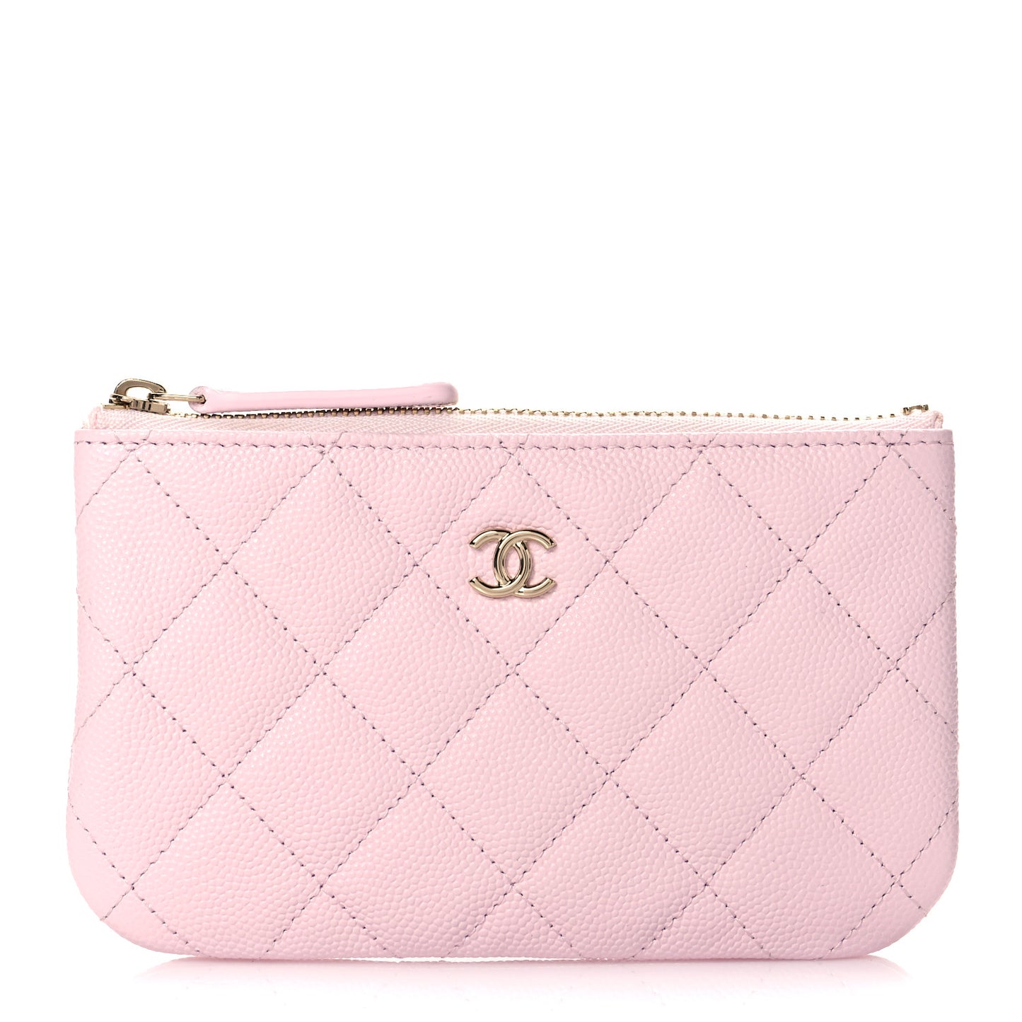 Shiny Caviar Quilted Small Cosmetic Case Pink