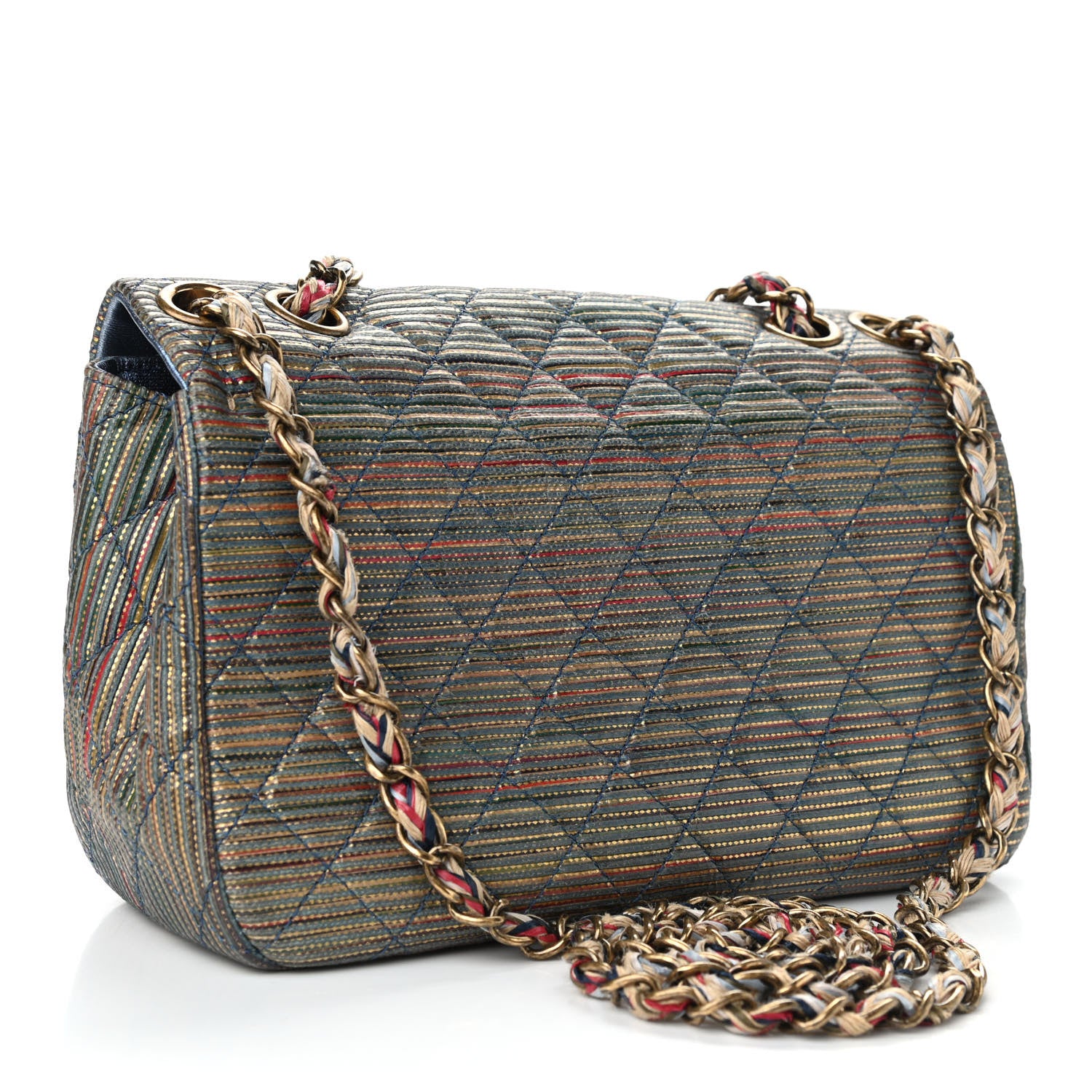 Chanel Metallic Sheepskin Thin Striped Small Single Flap Multicolor 2 of 8