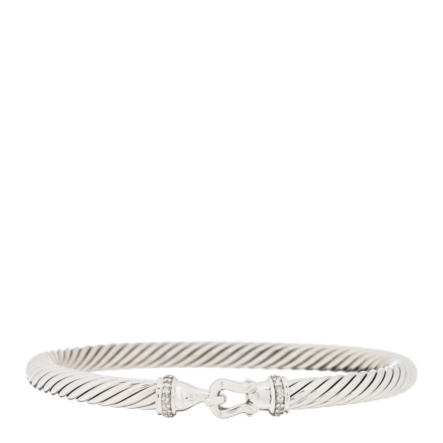 Sterling Silver Diamond 5mm Cable Buckle Bracelet