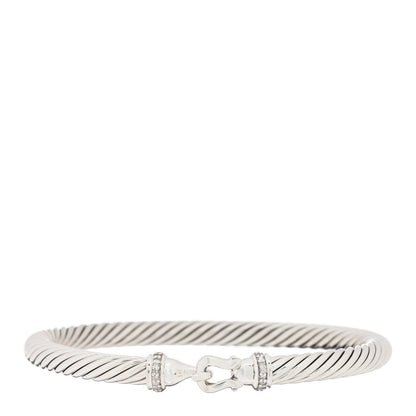 David Yurman Sterling Silver Diamond 5mm Cable Buckle Bracelet 1 of 3