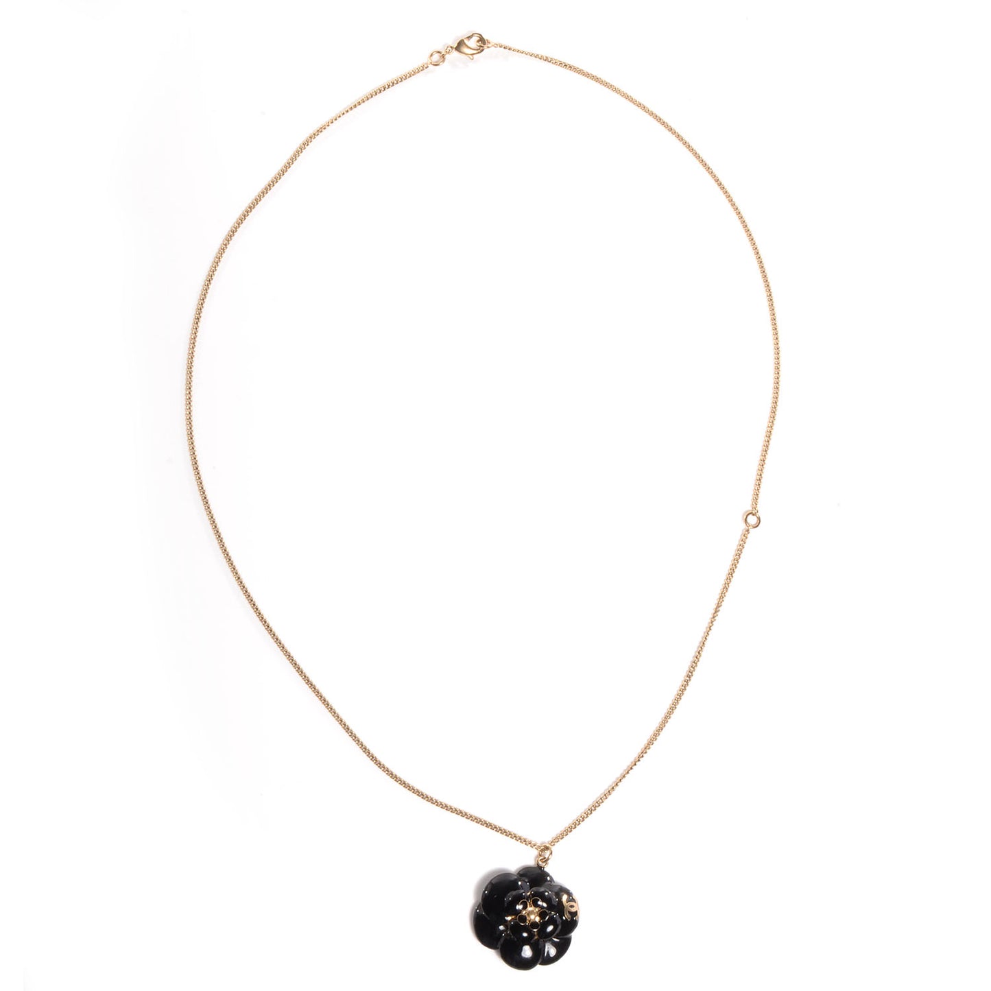 Enamel Camellia Necklace Black