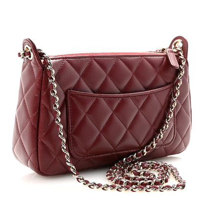 Chanel Lambskin Quilted Clutch With Chain Burgundy 3 of 11