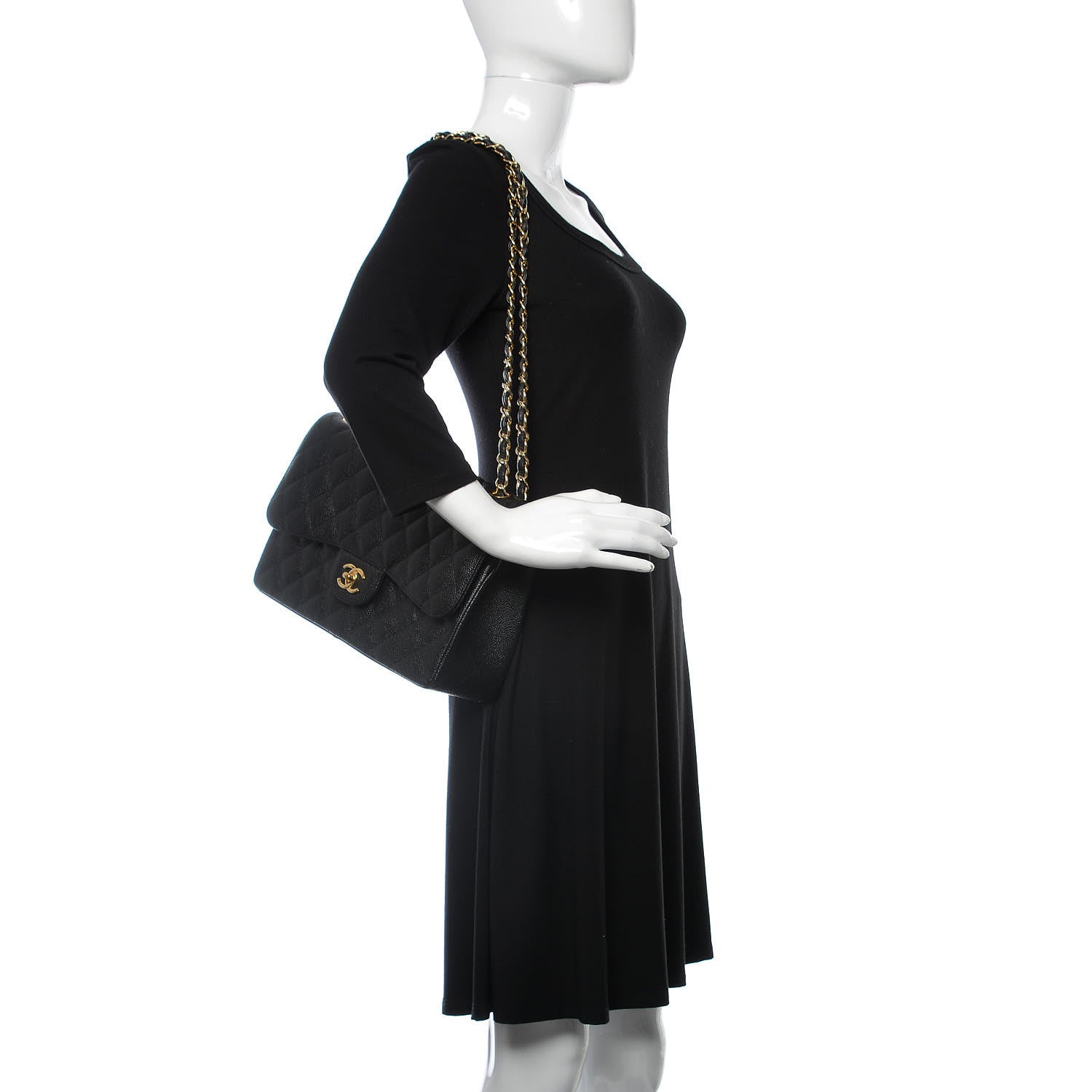 Chanel Caviar Quilted Jumbo Double Flap Black 2 of 10