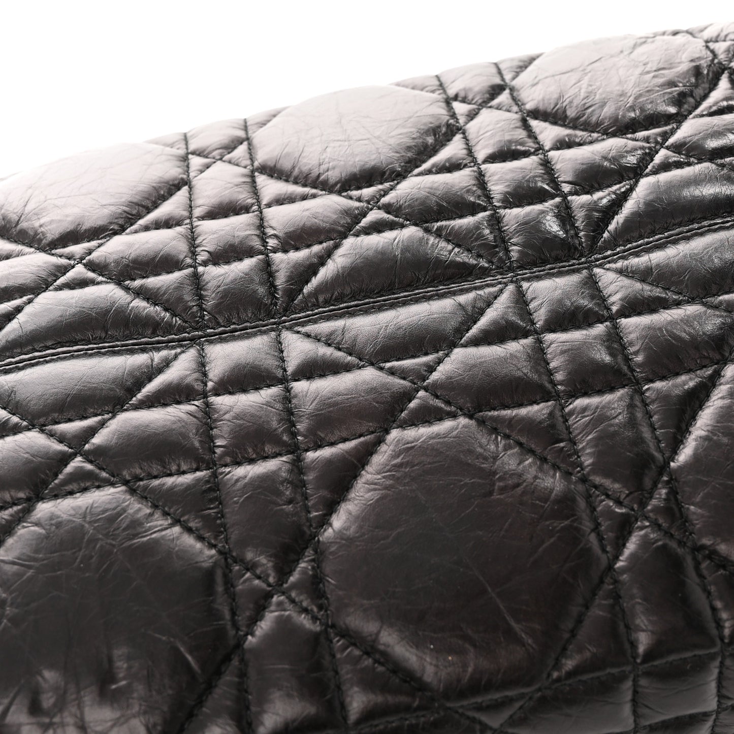 Crinkled Calfskin Cannage Medium Dior Tojours Bag Black