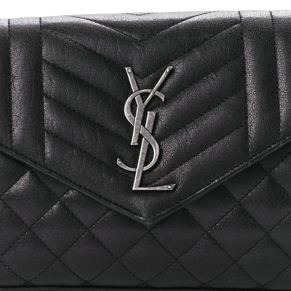 Saint Laurent Sheepskin Tri-Quilt Monogram Envelope Chain Wallet Black 7 of 8