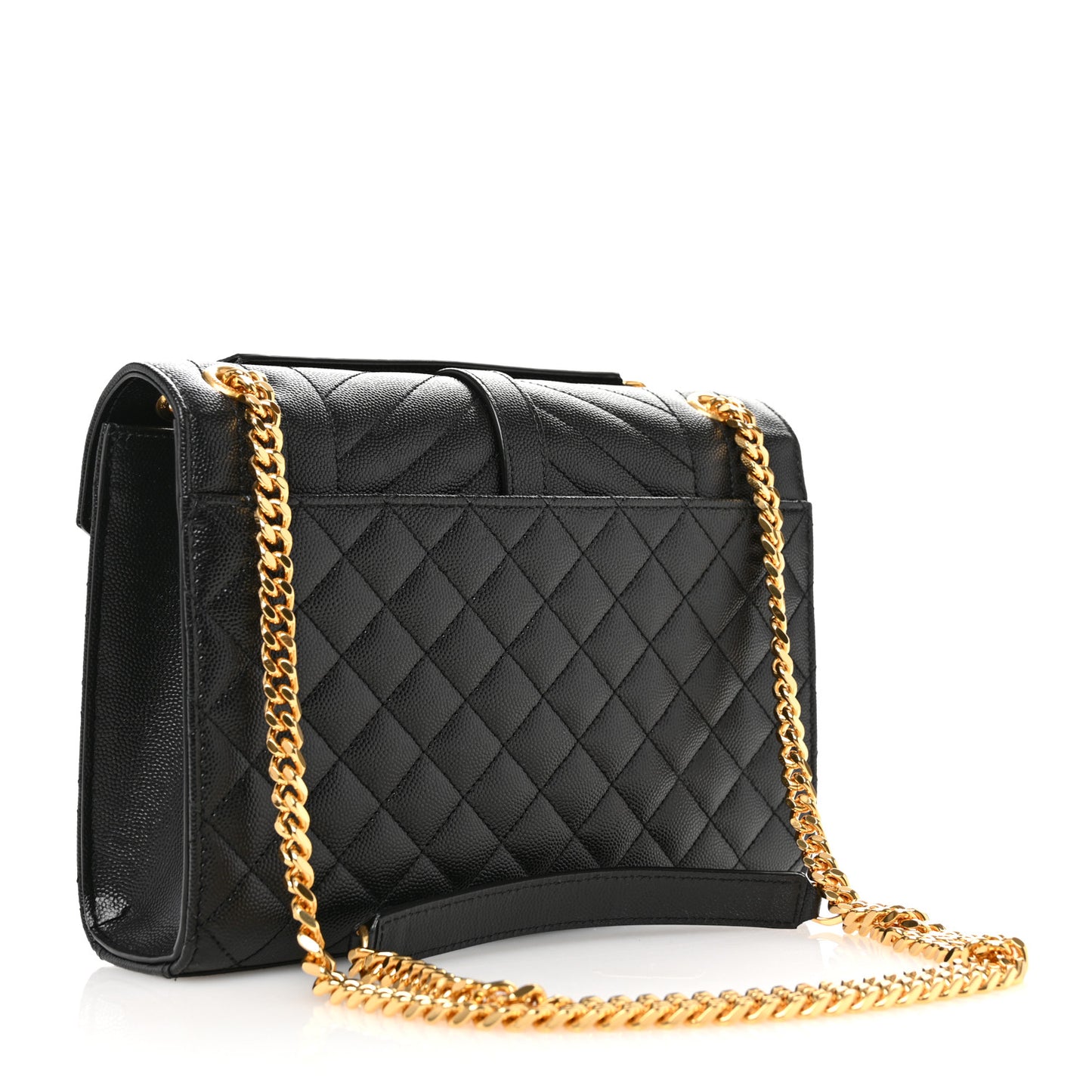 Grain De Poudre Textured Mixed Matelasse Triquilt Medium Monogram Satchel Black
