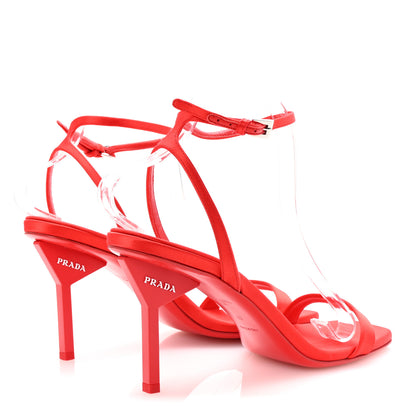 Prada Satin Logo Slingback Sandals 40 Red 5 of 8